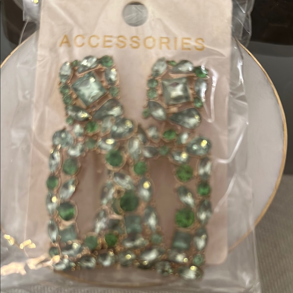 Green and Gold Statement Earrings